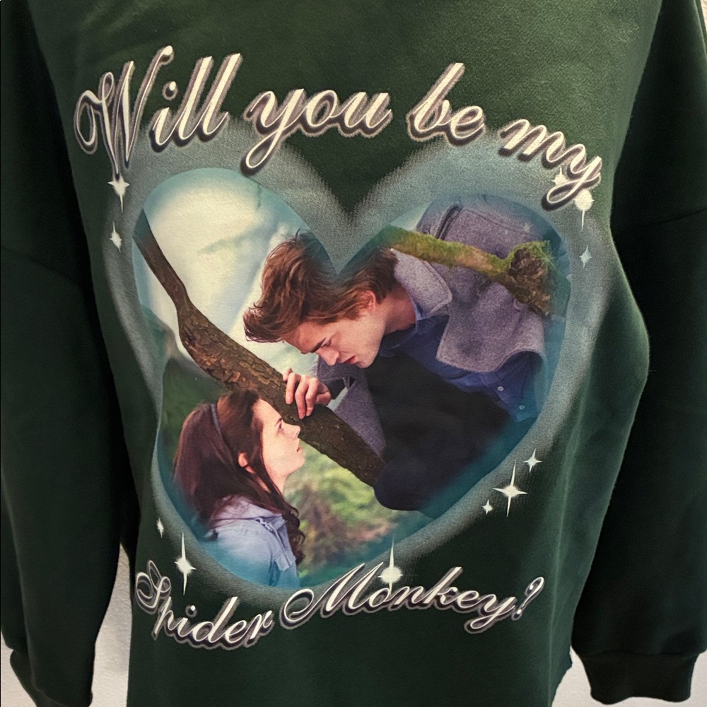 Dolls Kill twilight cropped Green sweatshirt, NWOT size XS Chest 50”